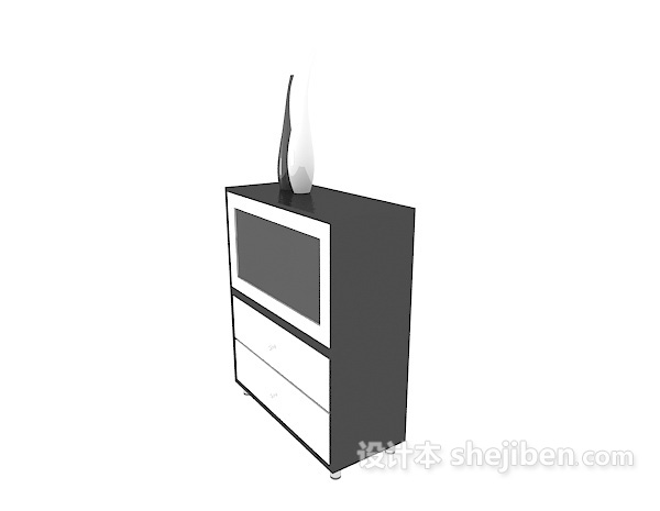 小型黑色边柜3d模型下载