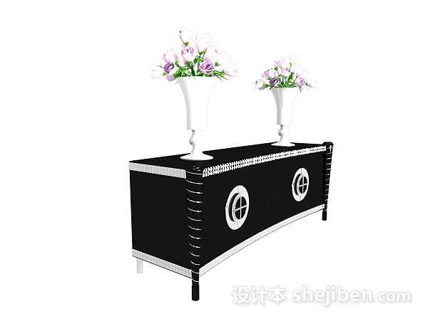 黑色简欧边柜3d模型下载