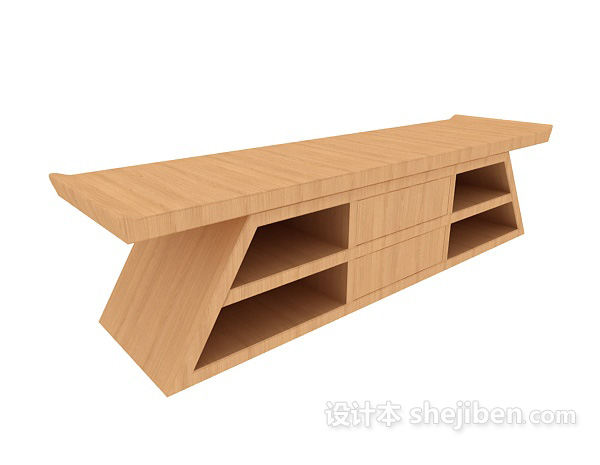 中式家居实木电视柜3d模型下载
