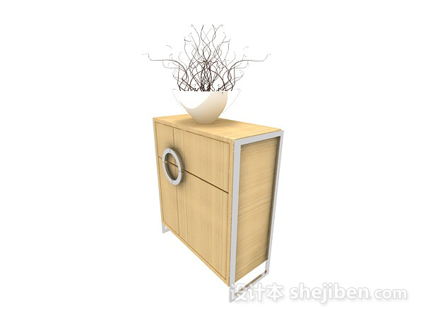 黄色简约边柜3d模型下载