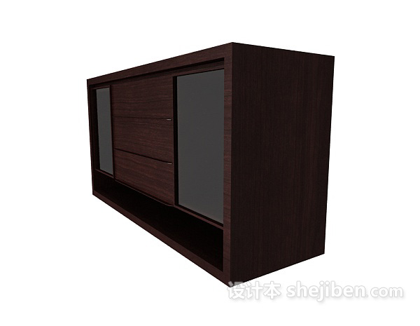 棕色实木家居边柜3d模型下载
