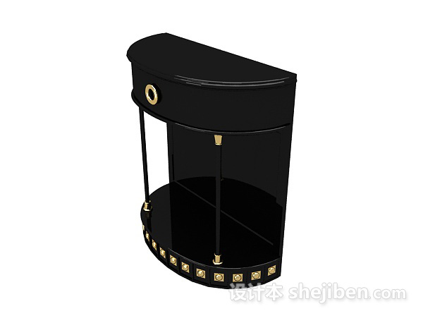 欧式黑色边柜3d模型下载