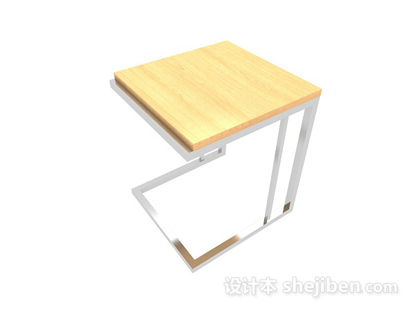 黄色实木边桌3d模型下载