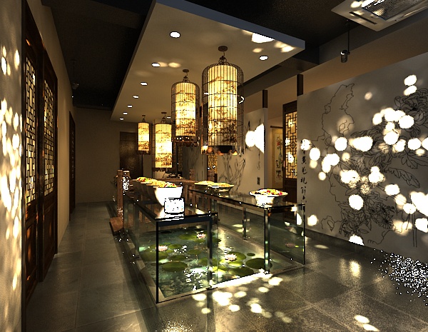 中式风格自助餐厅3d模型下载