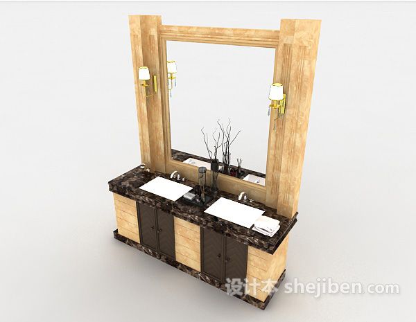 简约欧式卫浴镜3d模型下载