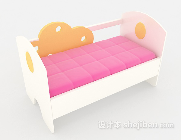 粉色温馨儿童床3d模型下载