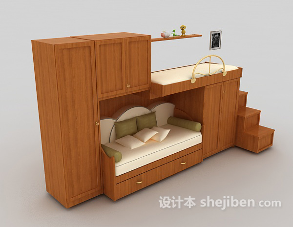一体式儿童床3d模型下载