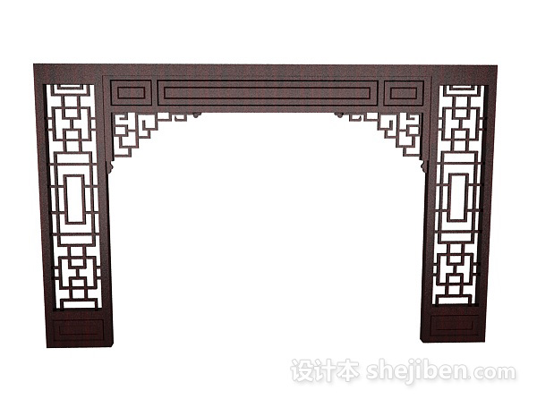 中式风格房内结构3d模型下载
