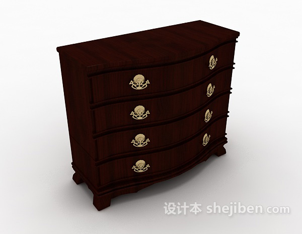 欧式复古家居抽屉柜3d模型下载