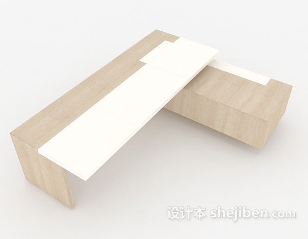 实木简约班台3d模型下载