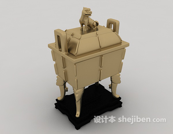 中式樽鼎3d模型下载