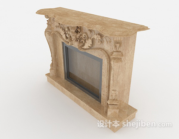 欧式雕花壁炉3d模型下载