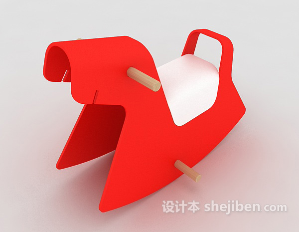 红色儿童木马玩具3d模型下载
