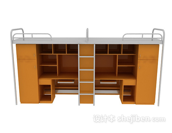 大学宿舍单人床3d模型下载