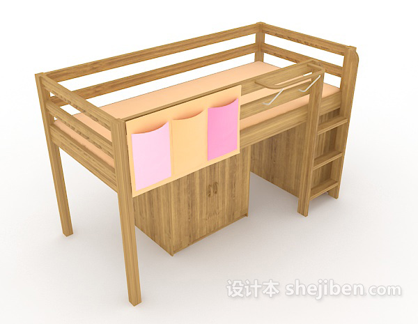 单人学生床3d模型下载