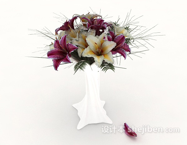 家居摆设百合花3d模型下载
