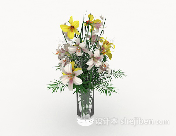 简约装饰插花3d模型下载
