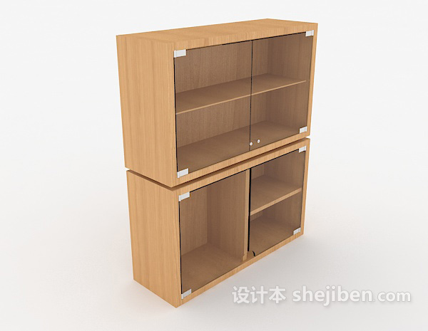 实木黄色展示柜3d模型下载