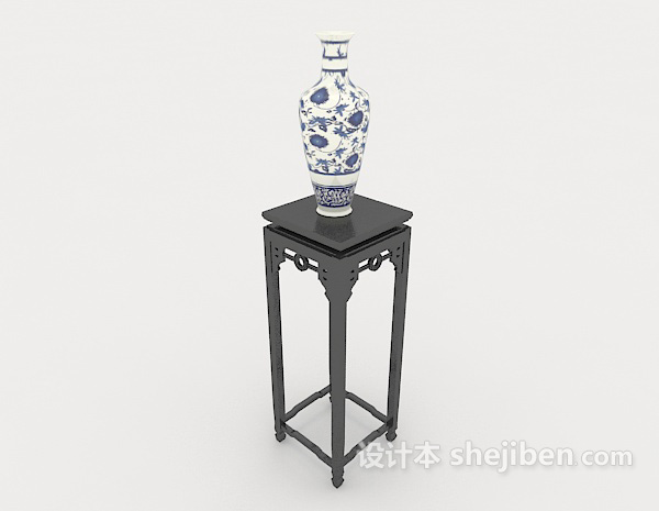 实木黑色摆设架3d模型下载