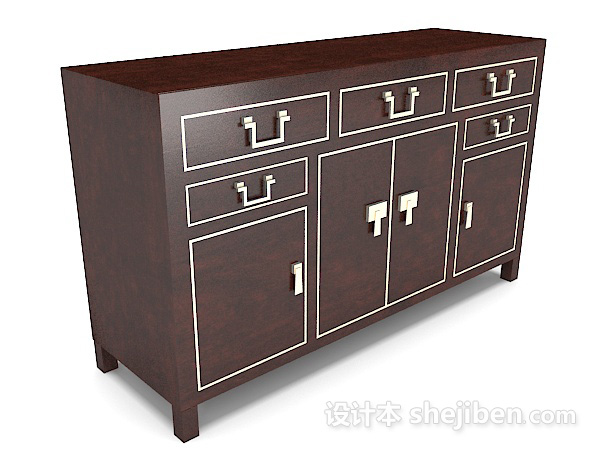 新中式家居边柜3d模型下载