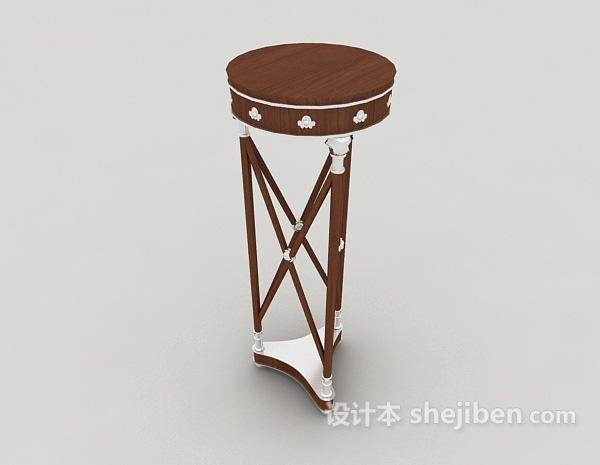 实木盆栽摆放架3d模型下载