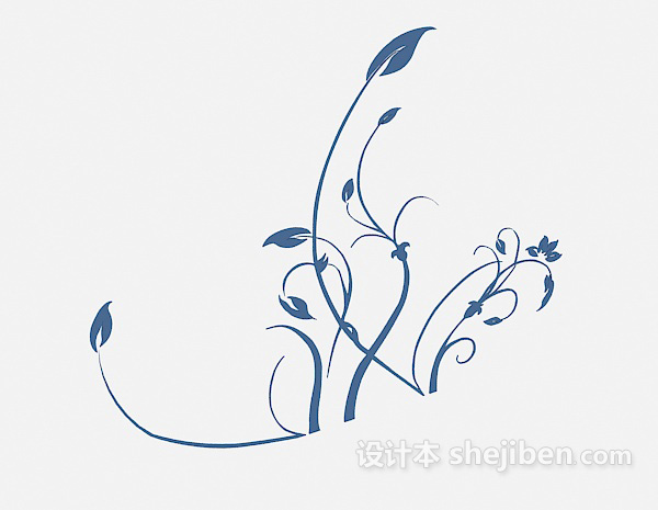 蓝色简约墙绘3d模型下载