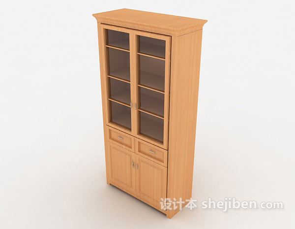 黄色实木办公柜3d模型下载
