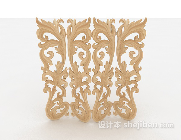 精致欧式屏风3d模型下载
