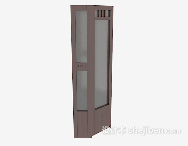 实木简约展示柜3d模型下载
