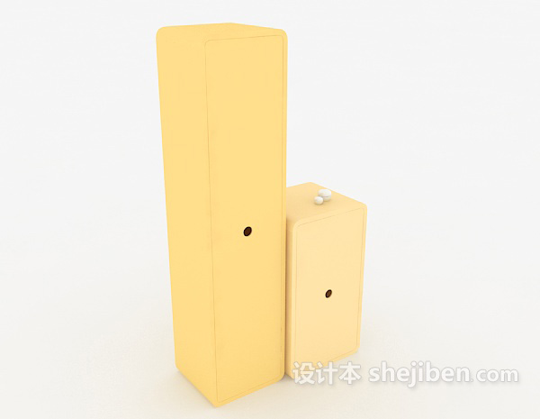 鹅黄色衣柜3d模型下载