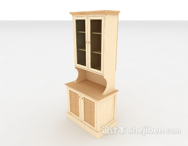 实木简约橱柜3d模型下载