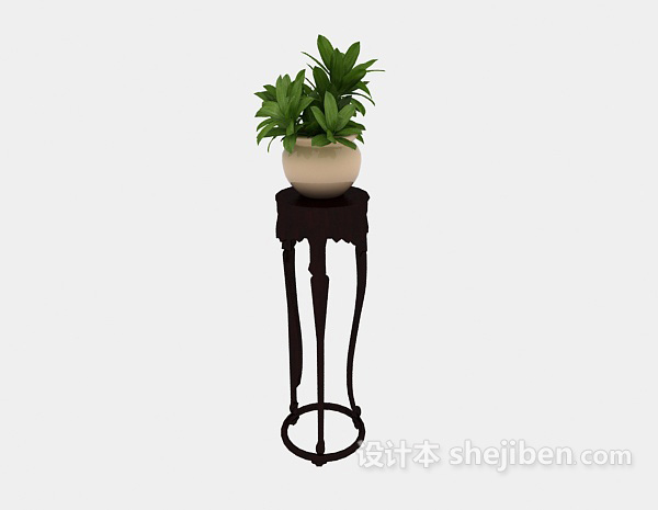 简约家居盆栽摆设3d模型下载