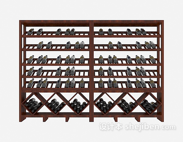 大型实木家居酒柜3d模型下载