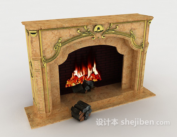 欧式家庭壁炉3d模型下载