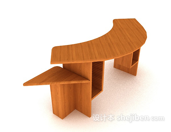 小型实木班台3d模型下载