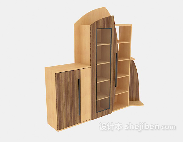 实木简约衣柜3d模型下载