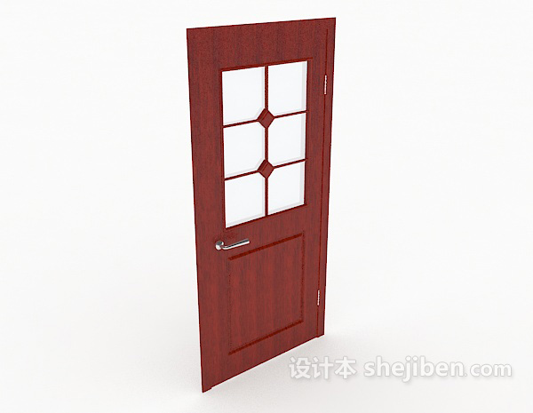 红色房门3d模型下载