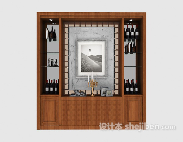 家居简约酒柜3d模型下载