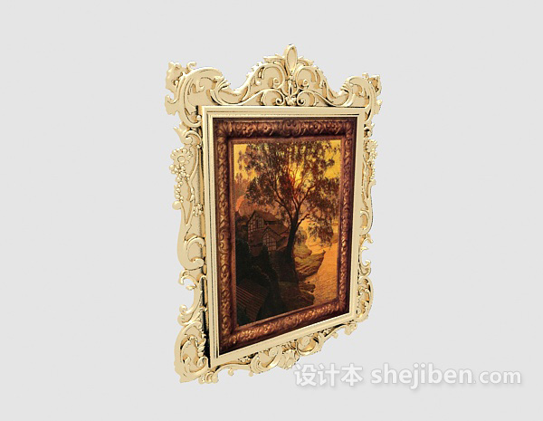金色欧式挂画3d模型下载