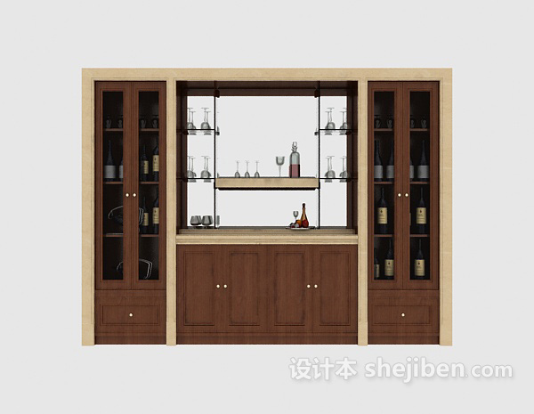 现代家居酒柜3d模型下载