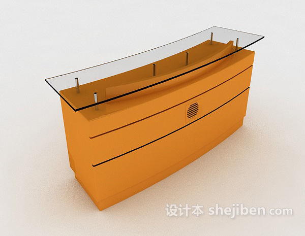 黄色实木班台3d模型下载