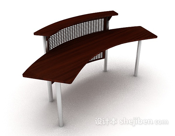 简约前台办公桌3d模型下载