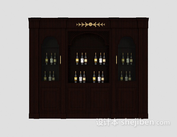 传统欧式酒柜3d模型下载