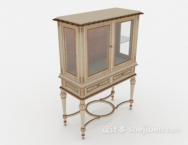 白色欧式展示柜3d模型下载