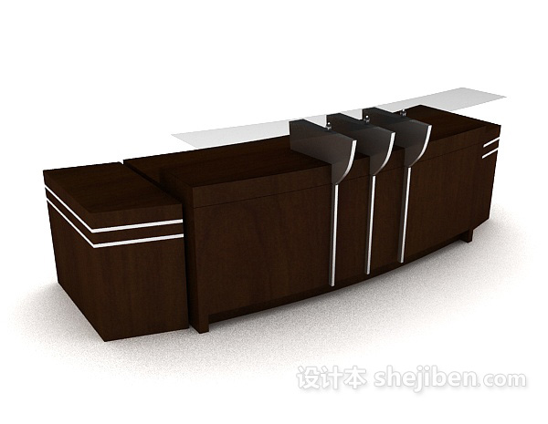 实木接待前台3d模型下载