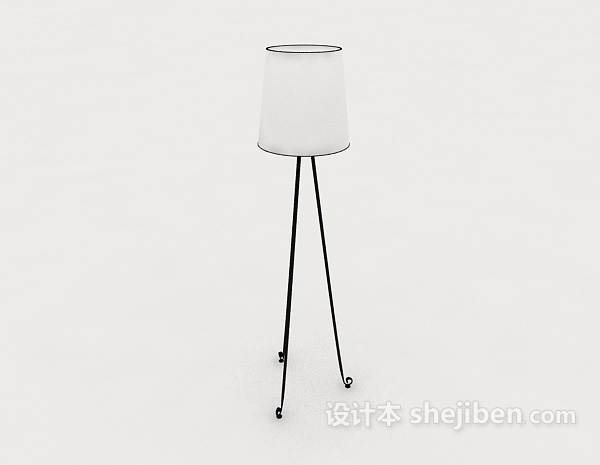 白色简约落地灯3d模型下载