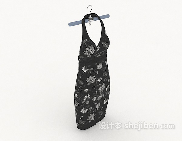 女士深色连衣裙3d模型下载