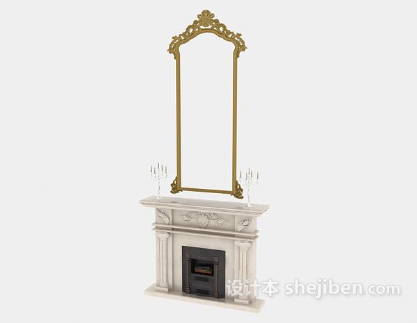 家居简约壁炉3d模型下载