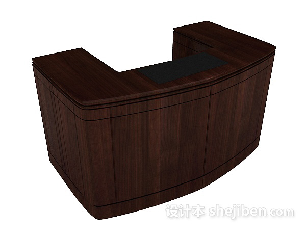 简约实木班台3d模型下载