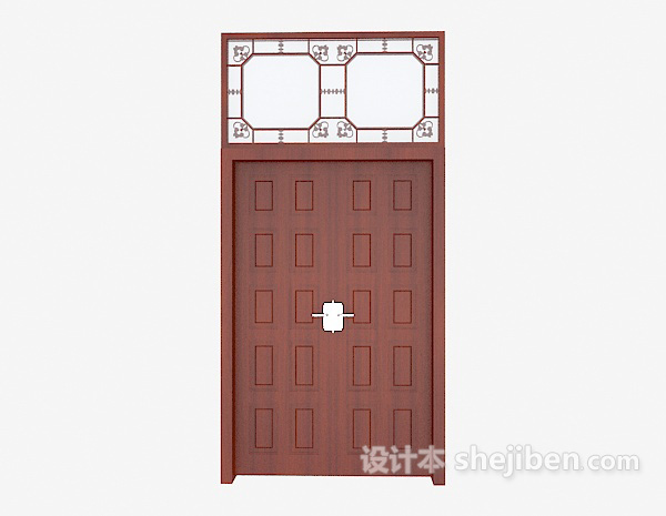 新中式实木门3d模型下载